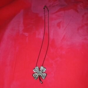 Silver Shamrock 4 Leaf Clover Necklace Statement Piece